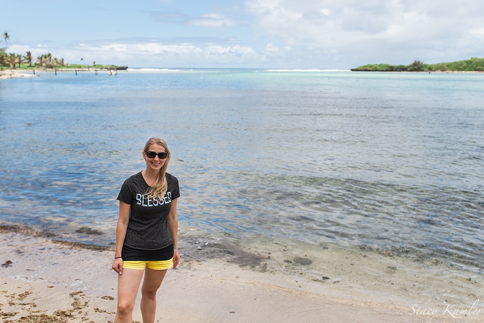 Me by the blue water in Rarotonga