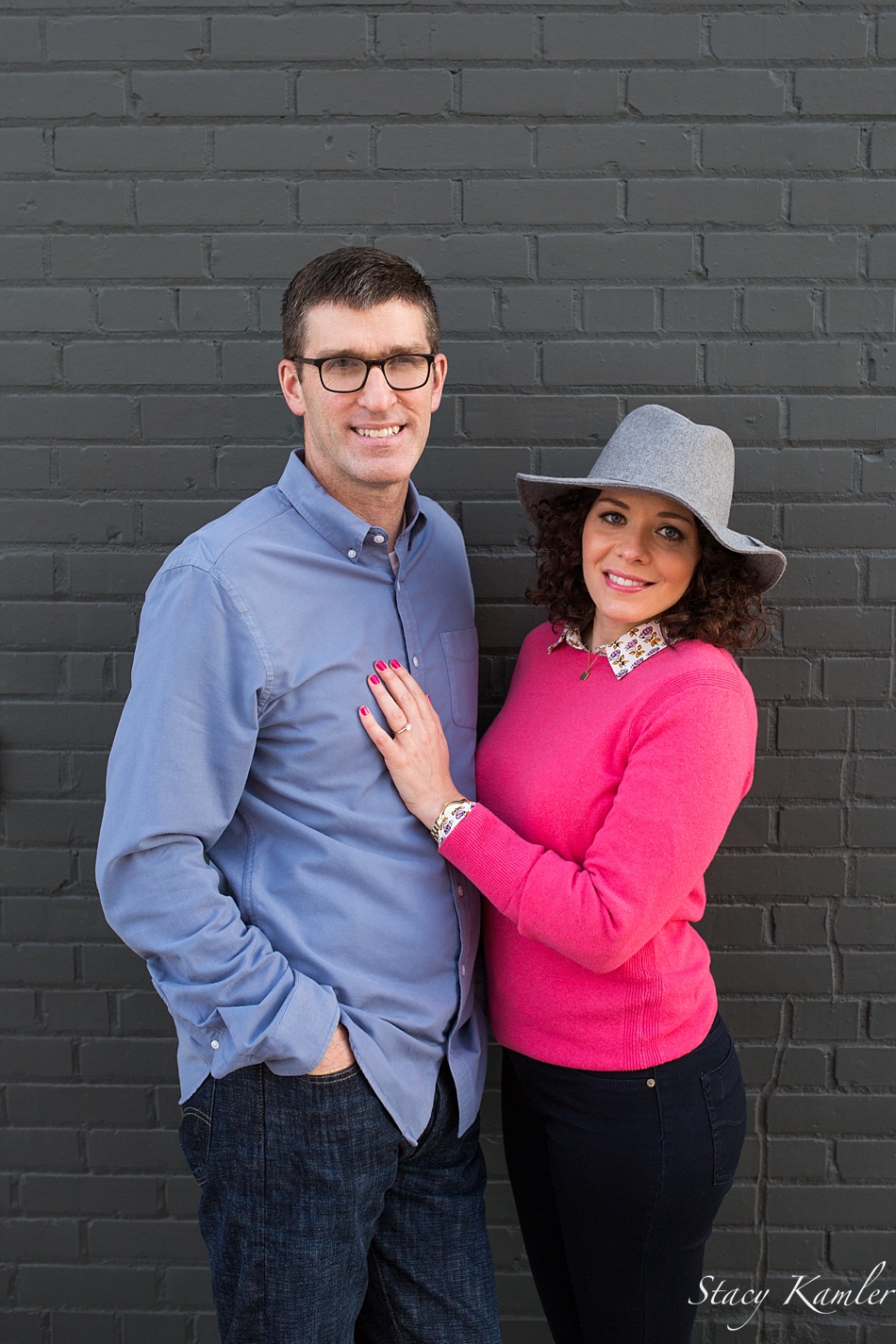 Pink and Gray outfits for engagement session
