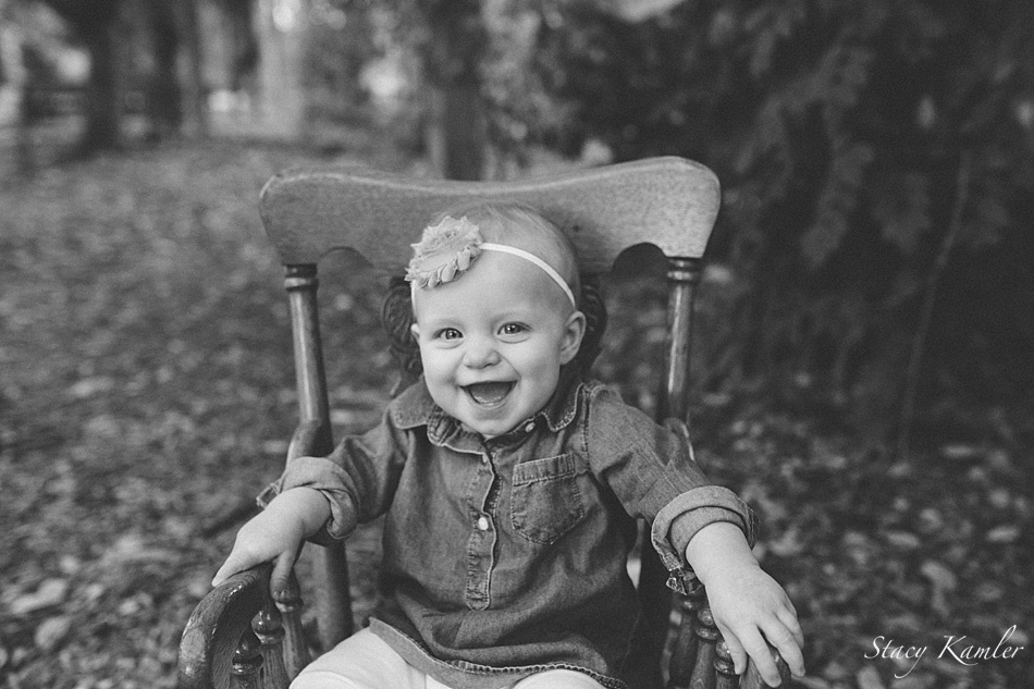 One year old in chair