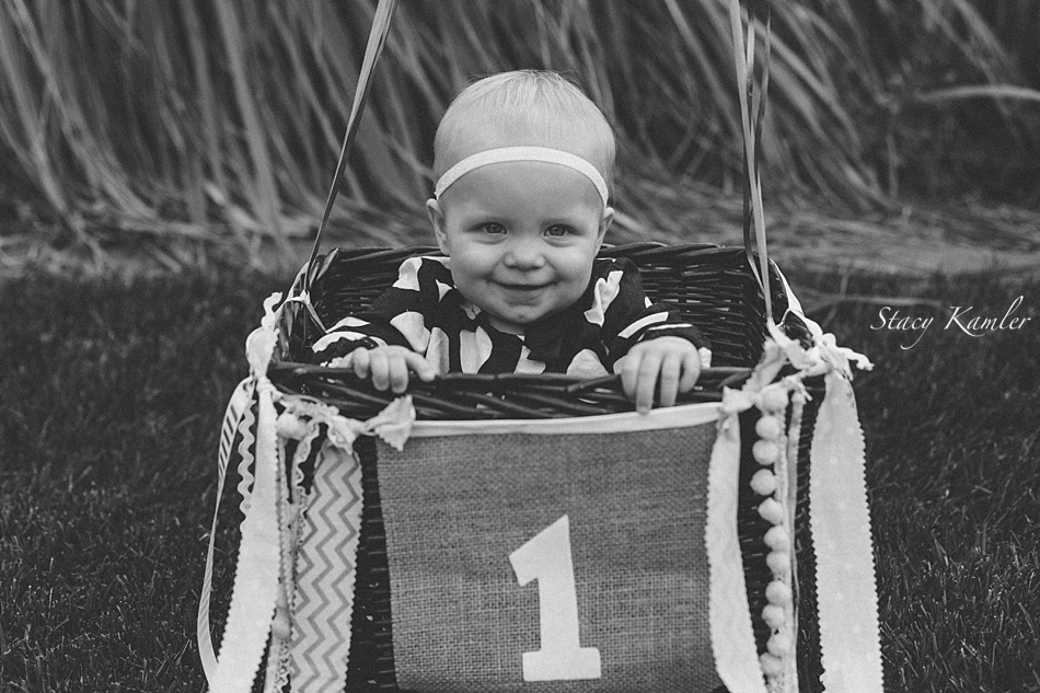 One year old photos in a basket