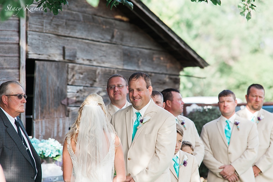 Grooms face during ceremony