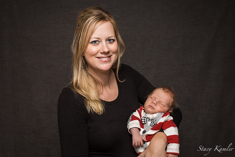 Mom and newborn son - studio portraits
