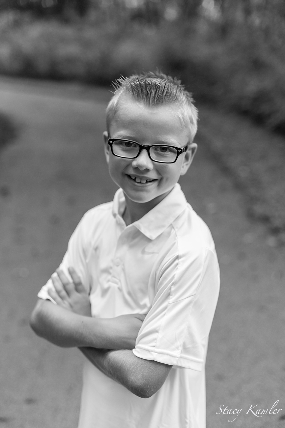 Black and White photo of 10 year old boy