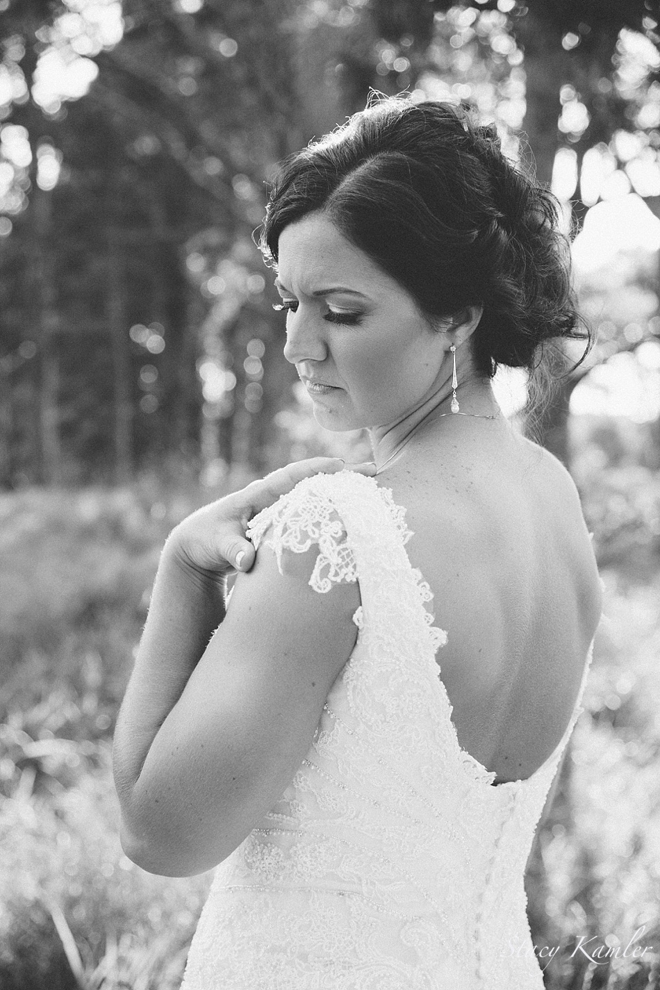 Beautiful Bride with lace cap sleeve dress