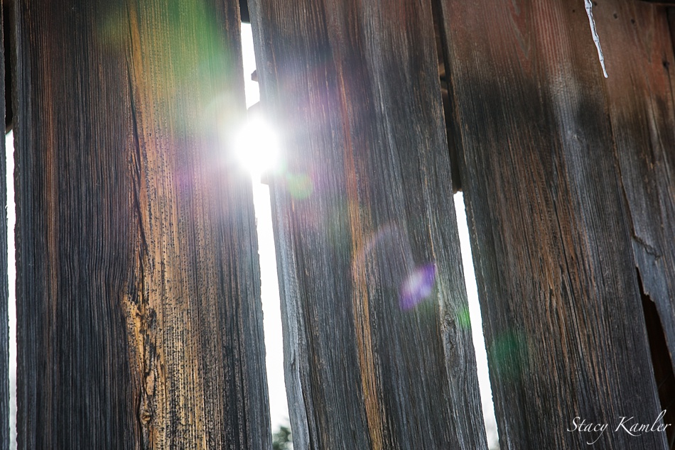Sunlight through barn wood