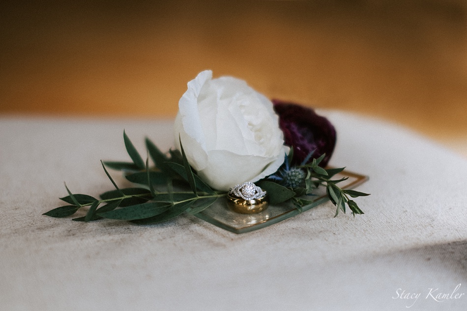 Diamond Ring with White Flower