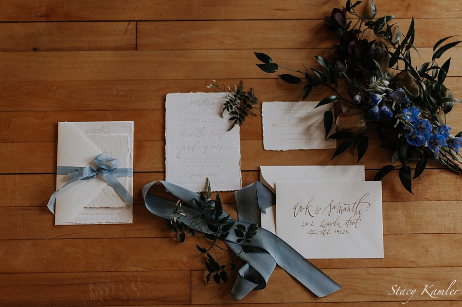 Foil and Ink Invitations for Styled Shoot in Utah
