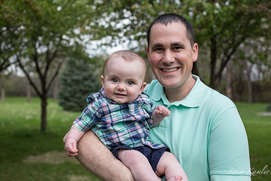 Father and Son in Green and Pink Plaid for Spring Photos