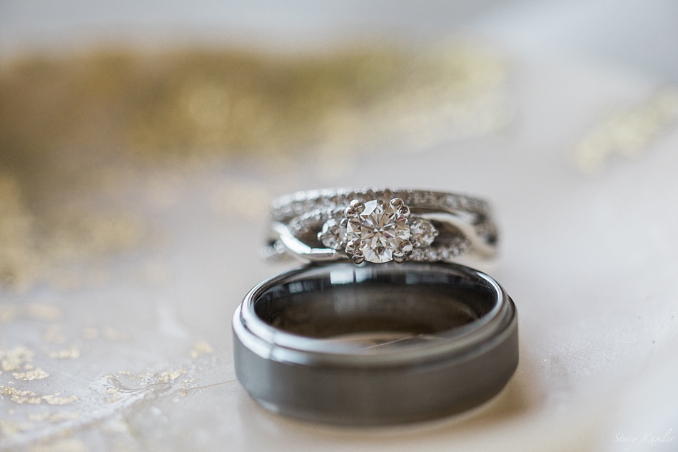 Bride's Diamond Ring and Groom's Granite Band