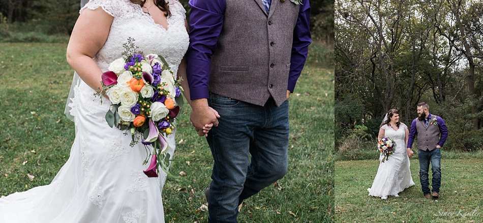 Midwest Wedding with Bride and Groom Portraits in the Woods