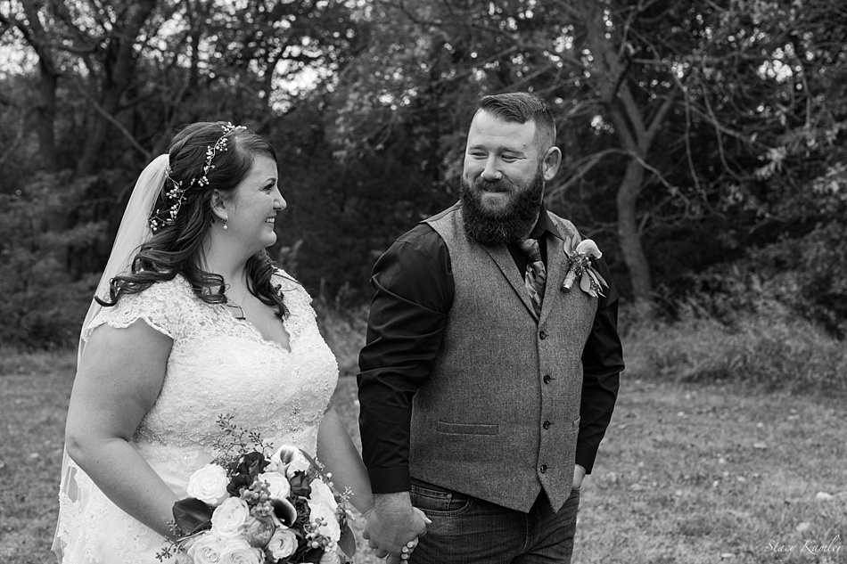 Black and white photo of Bride and Groom