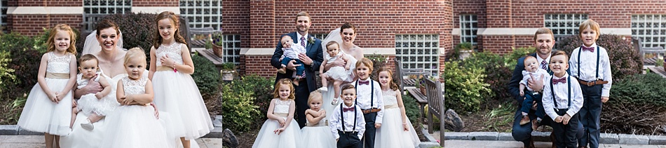 Bride and groom with flower girls and ring bearers