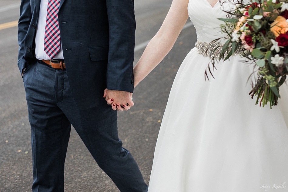 Bride and Groom Holding hands