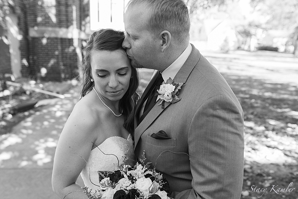 Black and White photo of Bride and Groom
