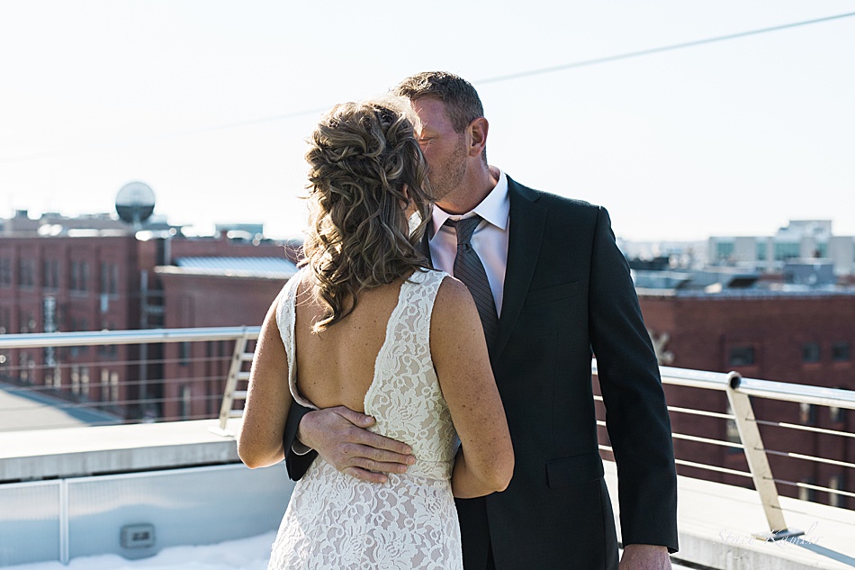 First Look between Bride and Groom in Lincoln, NE