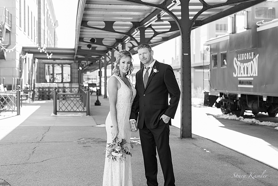 Wedding Photos at the Train Station downtown, Lincoln, NE