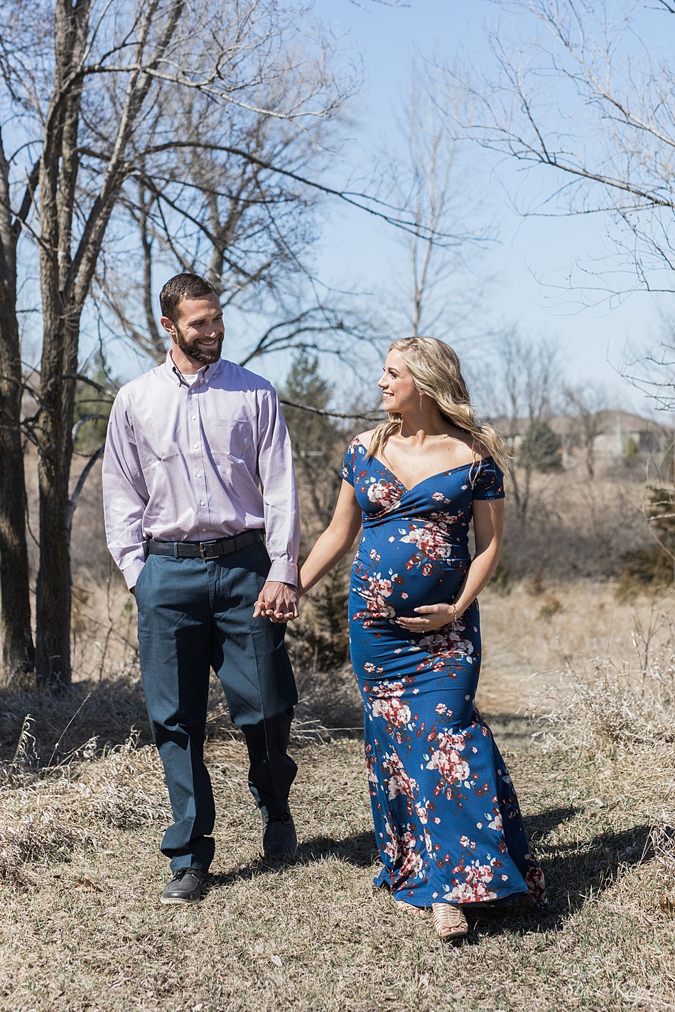 Baby Bump with blue floral dress