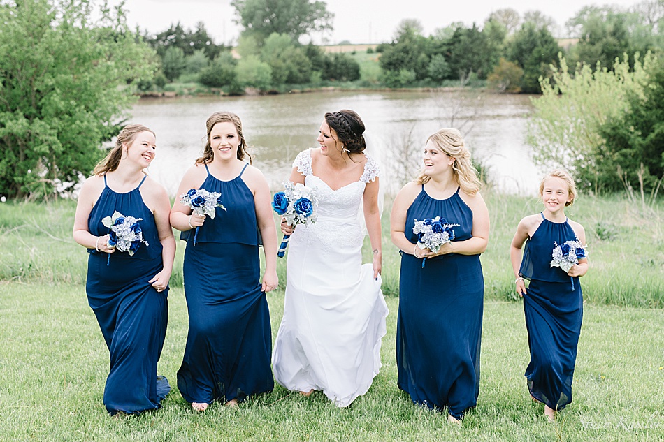 Bridesmaids in Navy Blue Dresses