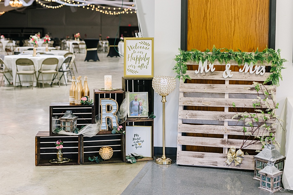 Mr. and Mrs. Pallet decor by entrance