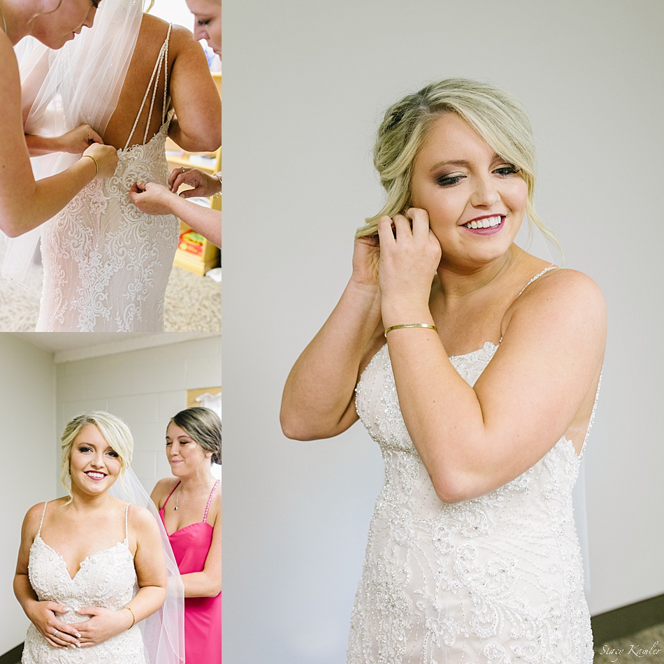 Bride getting ready at the Prince of Peace Lutheran Church