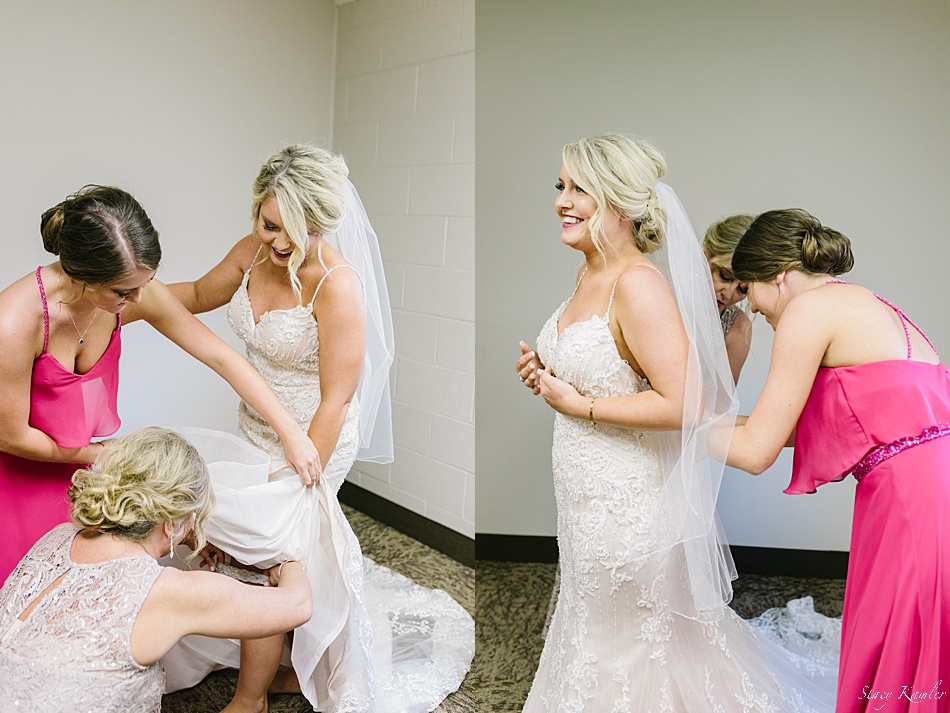 Bride getting ready at the Prince of Peace Lutheran Church