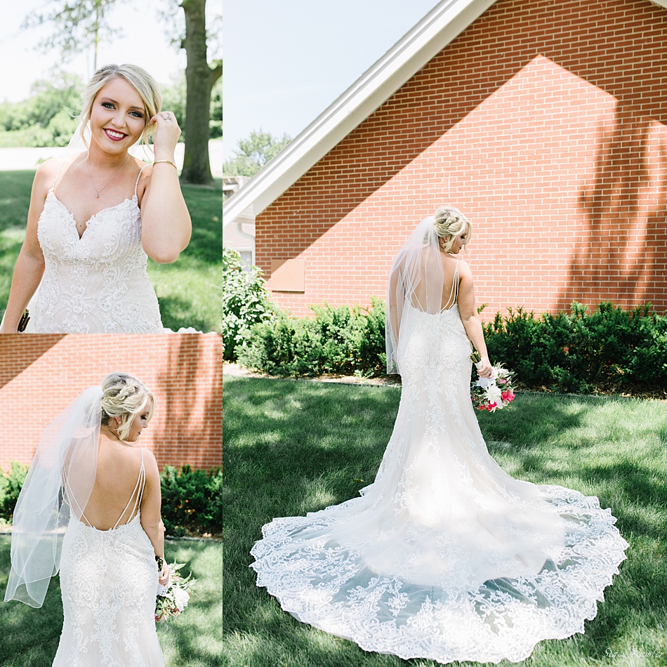 Bridal Portraits with the back of her lace dress