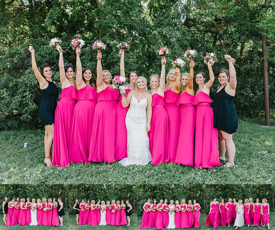 Bridesmaids photos in Hot pink dresses