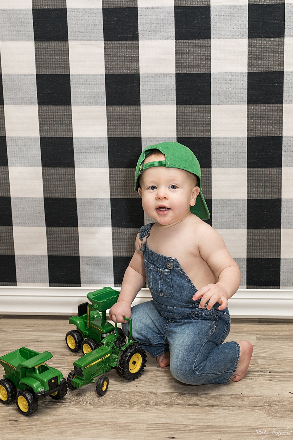 One Year Old Photos with John Deere Tractor