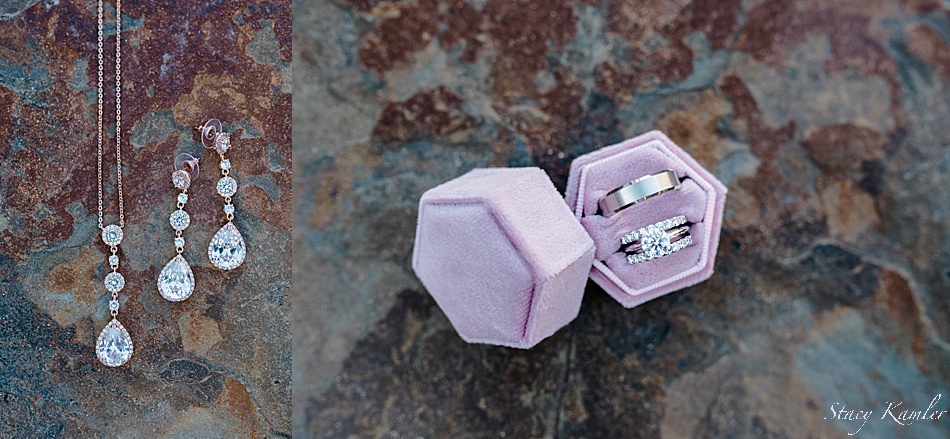 Rings in pink ring box and rose gold jewelry