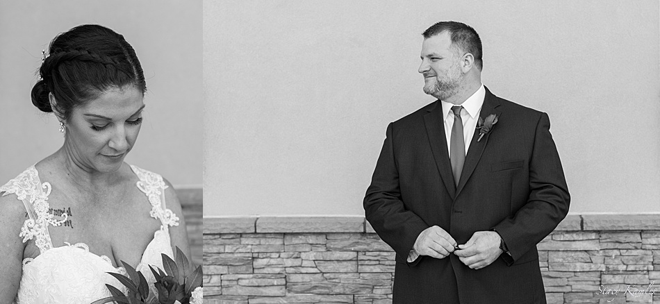 Individual portraits of Bride and Groom at Cross the Line Church